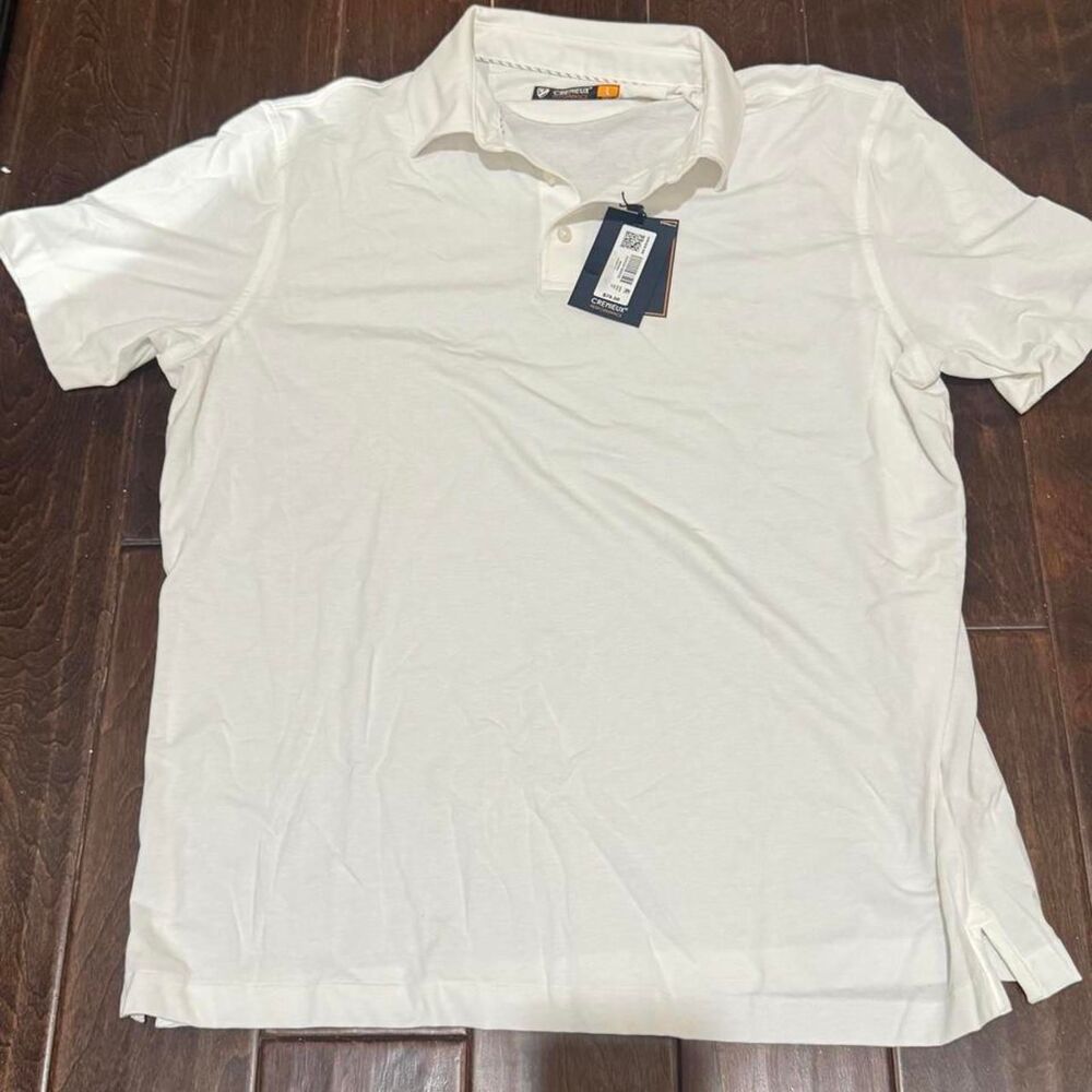 Cremieux Men's Performance White Polo-shirt Size L